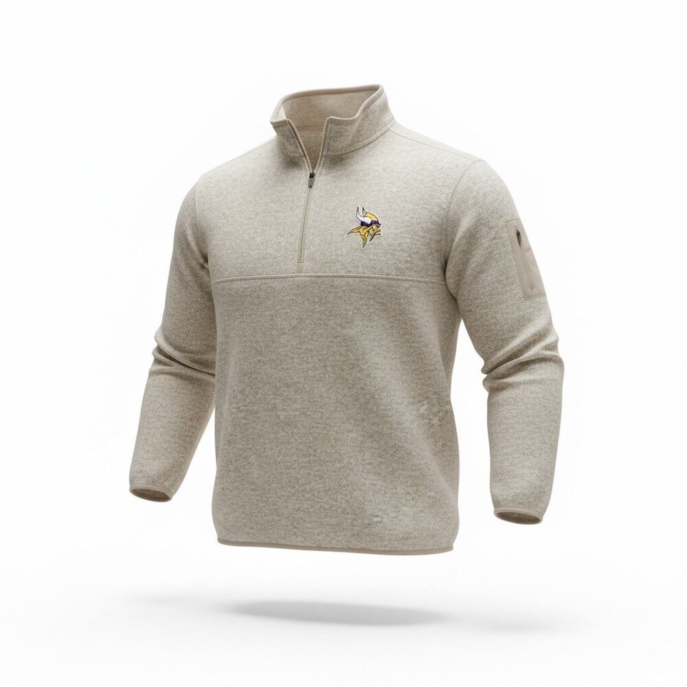 Antigua Minnesota Vikings NFL 1/4 Zip Tan Pullover Jacket Size XL